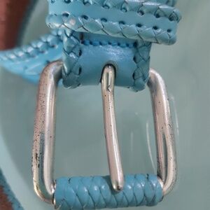 Michael Kors turquoise belt, leather, silver, 40", Medium, preloved